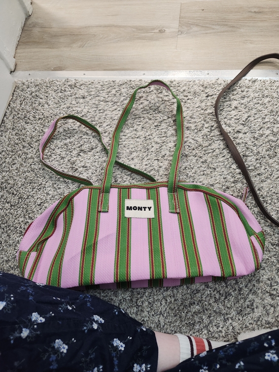 monty Handbags - Pink & Green Striped Monty Arc